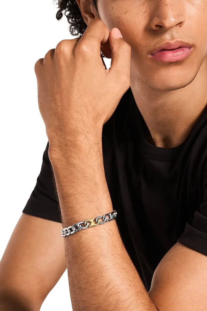 Emporio Armani erkek paslanmaz çelik Eagle Logo bileklik