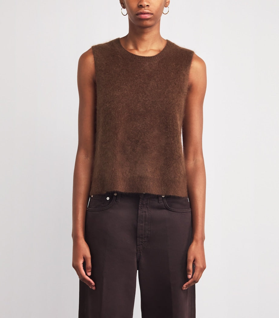ME+EM Brown Cashmere Brushed Sweater Vest