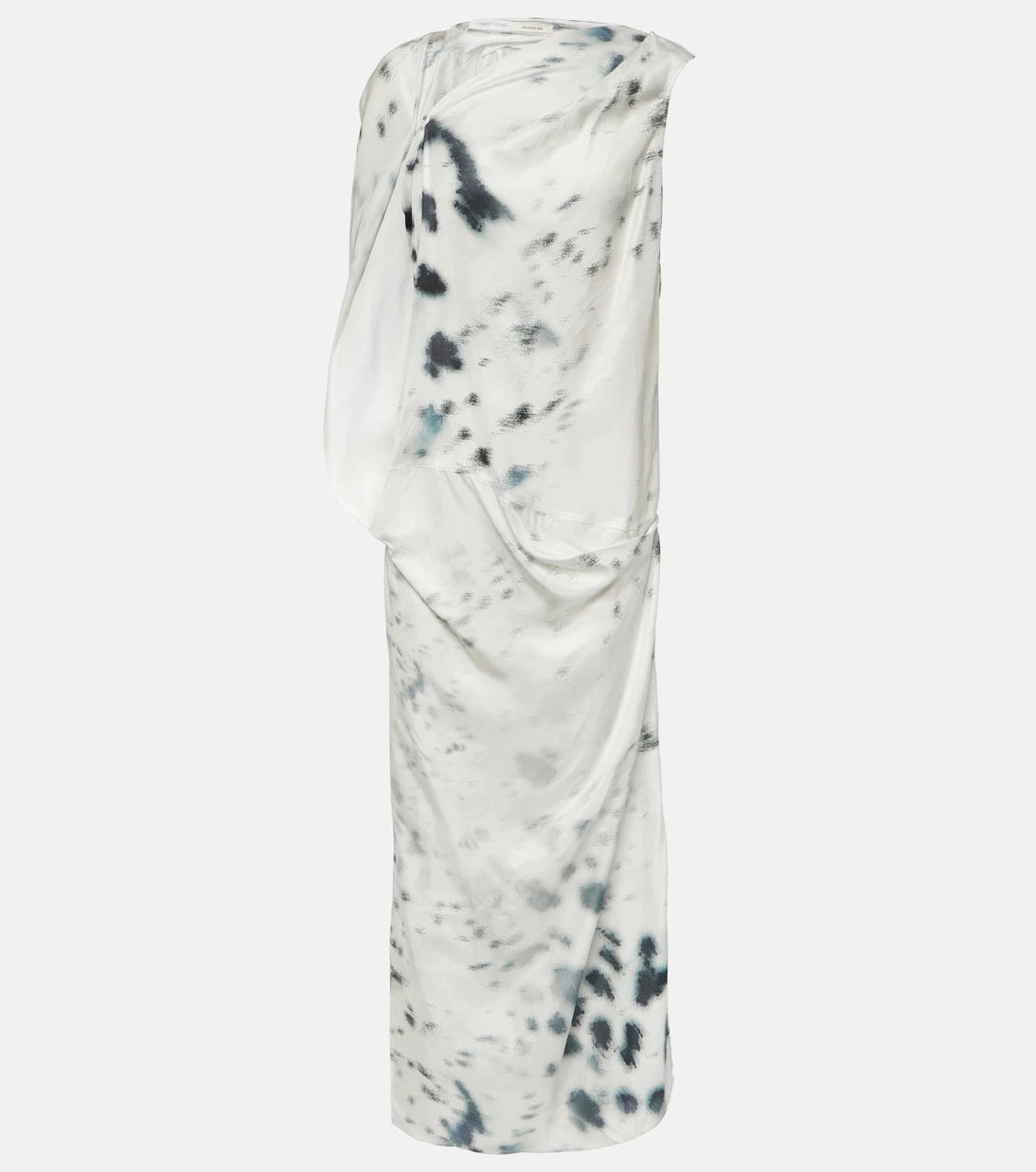 Jacques Wei - Gathered printed satin midi dress