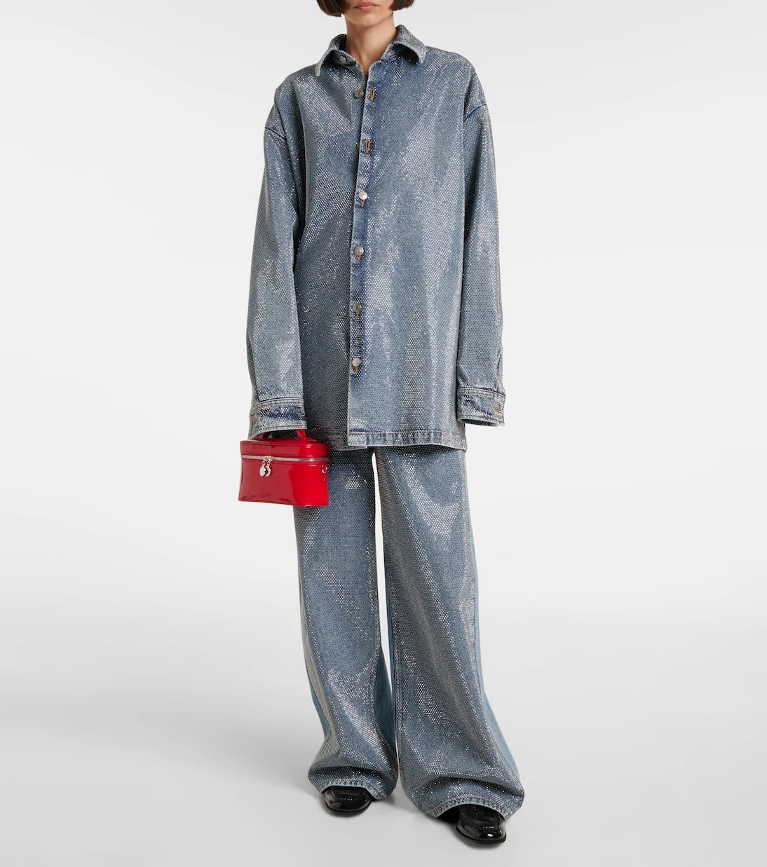 Stella McCartney - Crystal-embellished wide-leg jeans