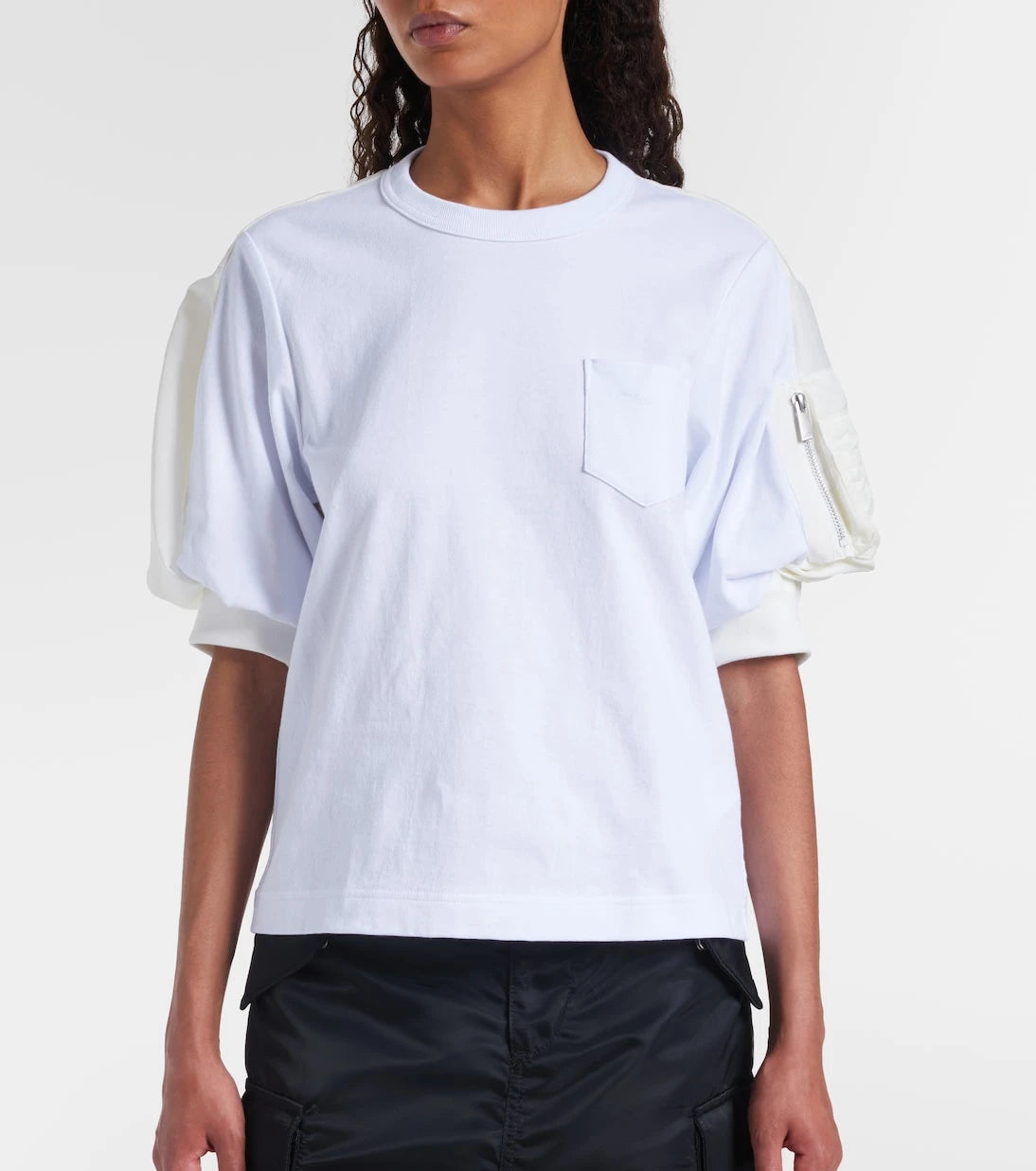 Sacai - Cotton jersey and twill T-shirt