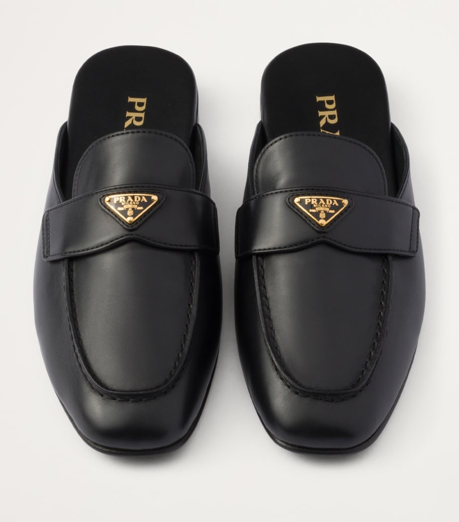 Black Leather Triangle Slippers