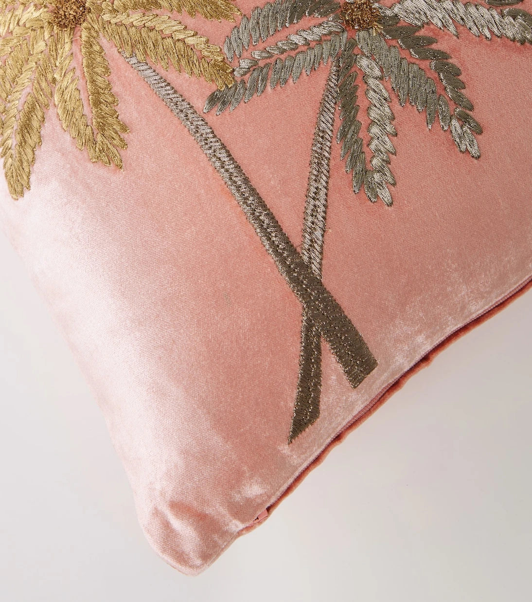 Les-Ottomans - Palms embroidered velvet cushion
