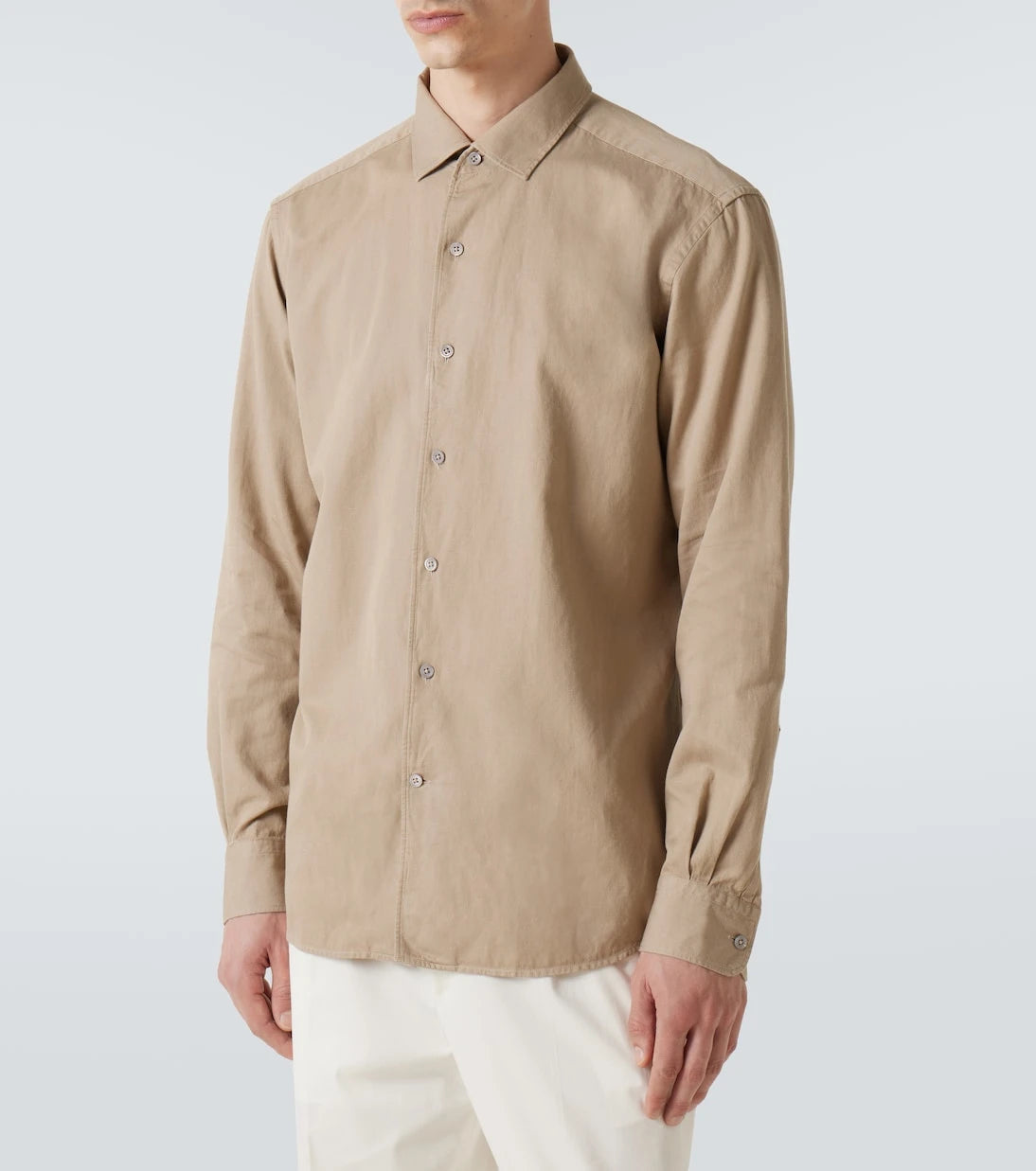 Zegna - قميص جينز من القطن والصوف