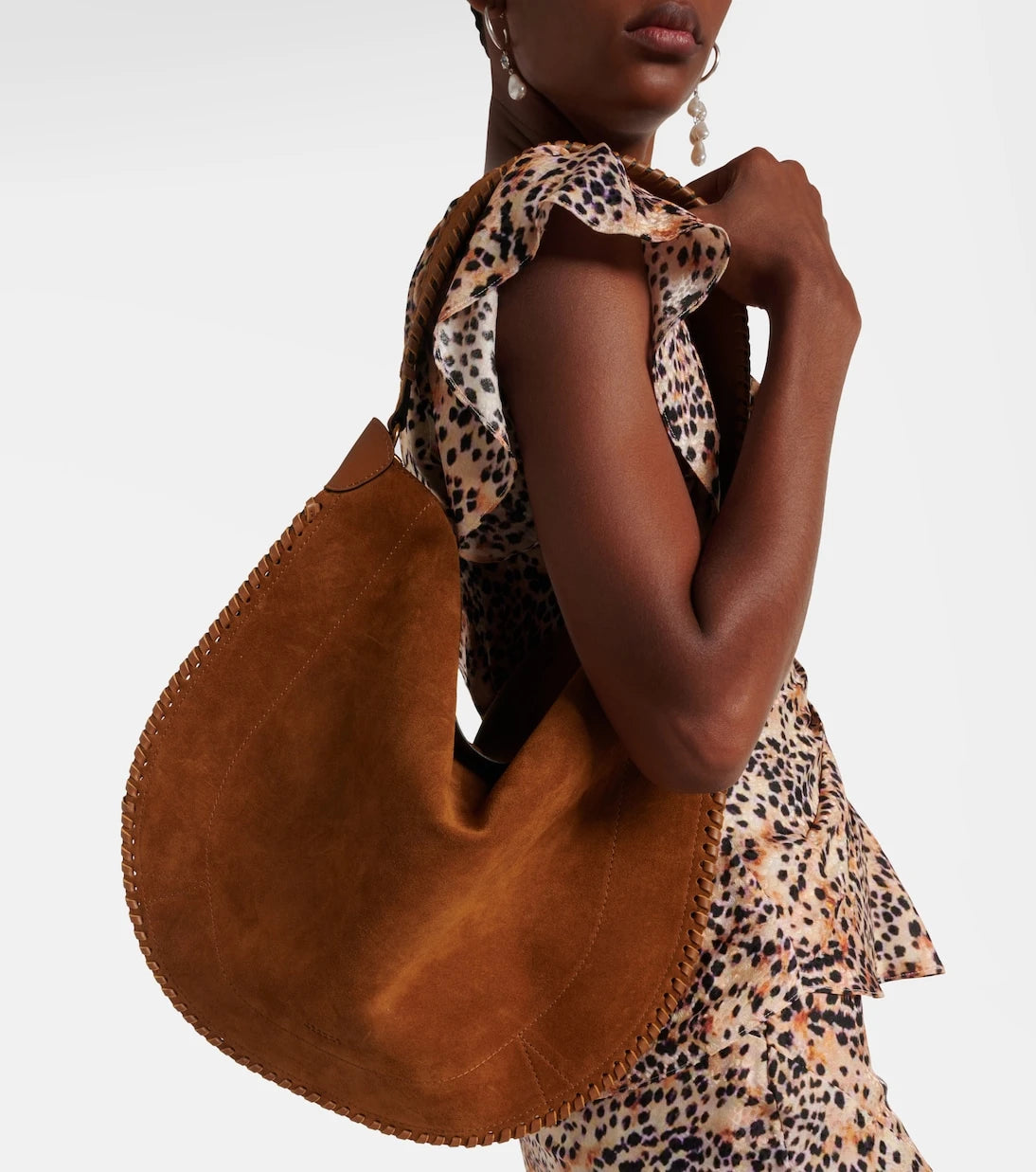 إيزابيل مارانت - حقيبة كتف أوسكان من جلد الشمواه المضفر