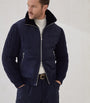 Brunello Cucinelli Blue Suede Knit Insert Bomber Jacket
