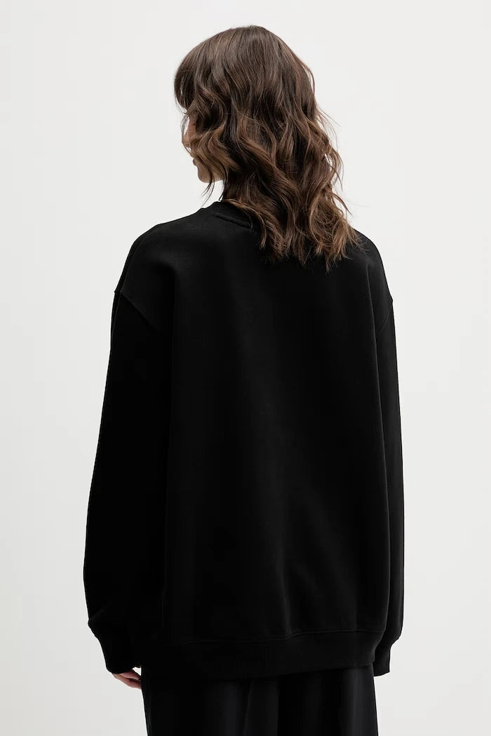 HUGO Mavi pamuklu kadın oversize sweatshirt Classic Crew_B_3