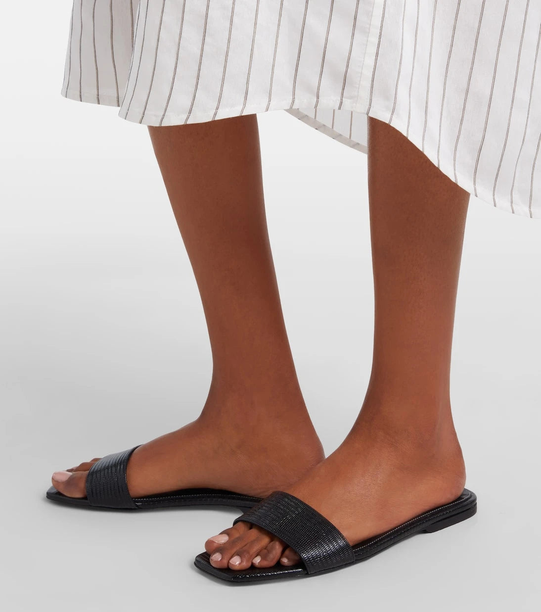 Toteme - Lizard-effect leather slides