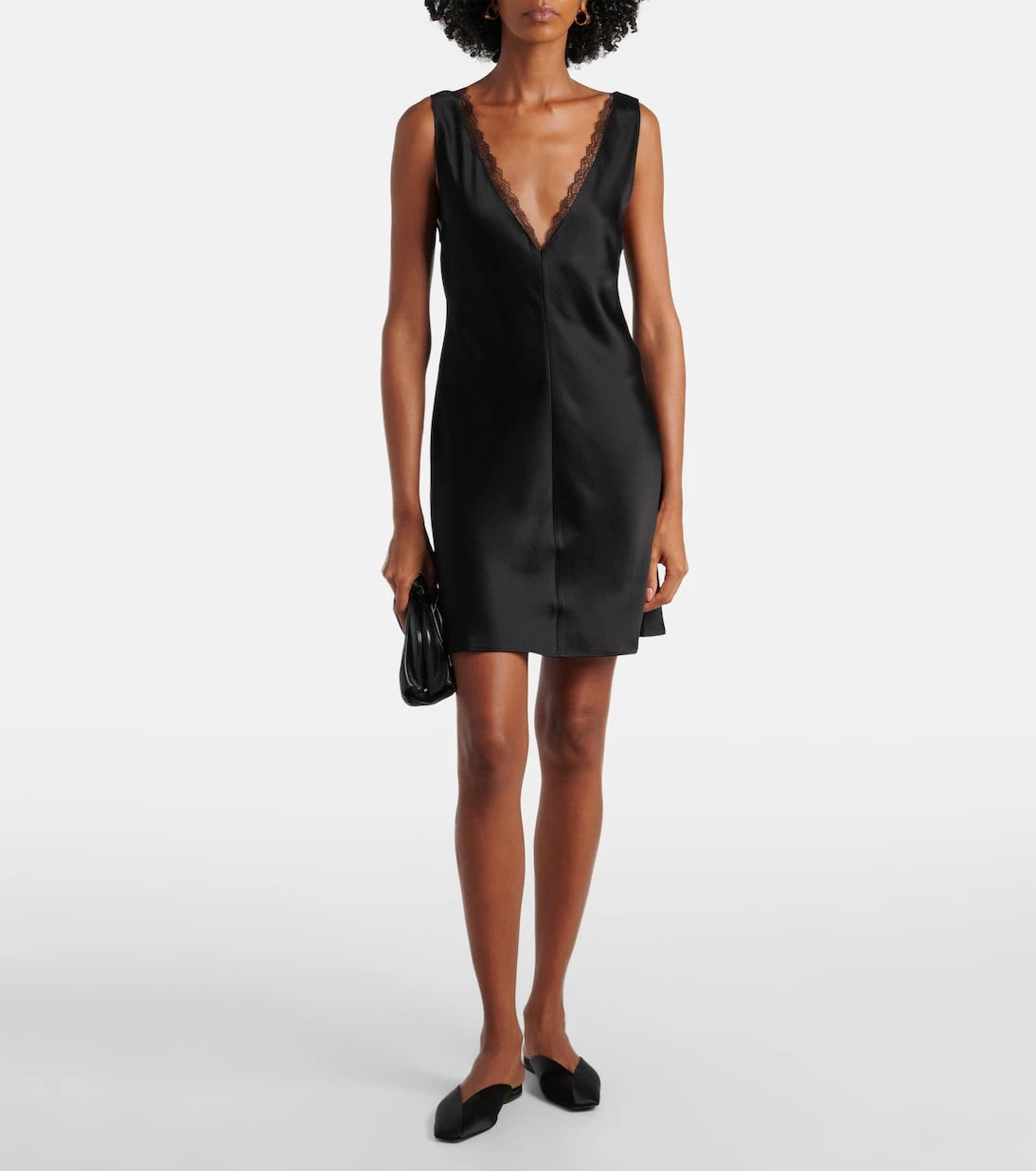 Leset - Barb lace-trimmed satin minidress