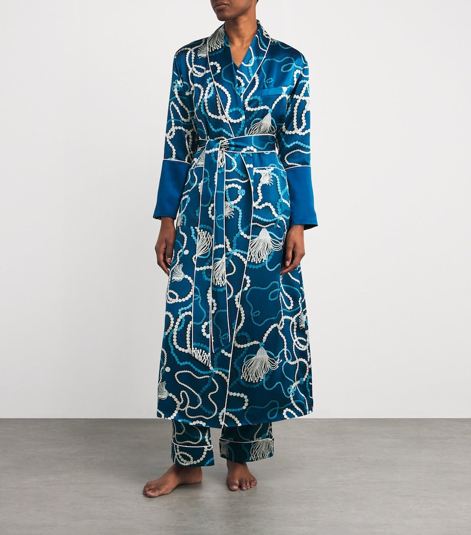 Olivia von Halle Blue Silk Capability Periwinkle Robe