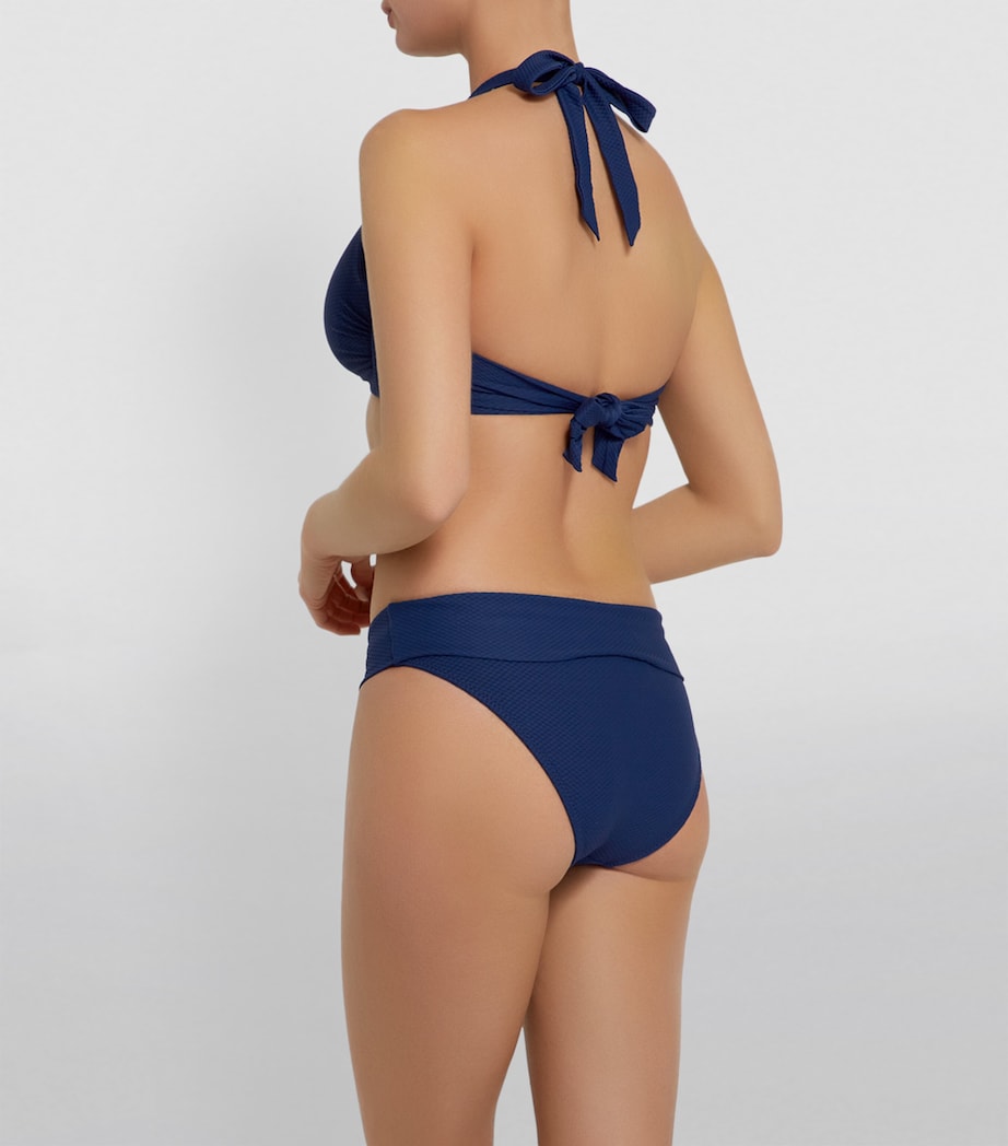 Heidi Klein Navy Textured Fold Over Bikini Bottoms