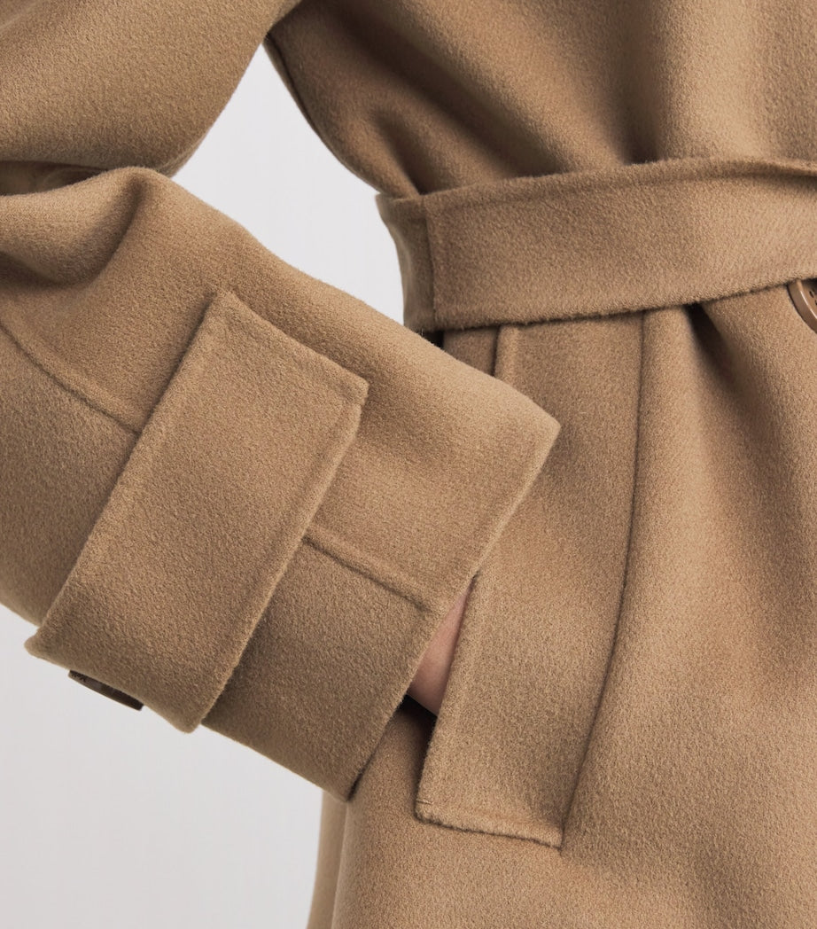 Beige Wool Short Trench Coat