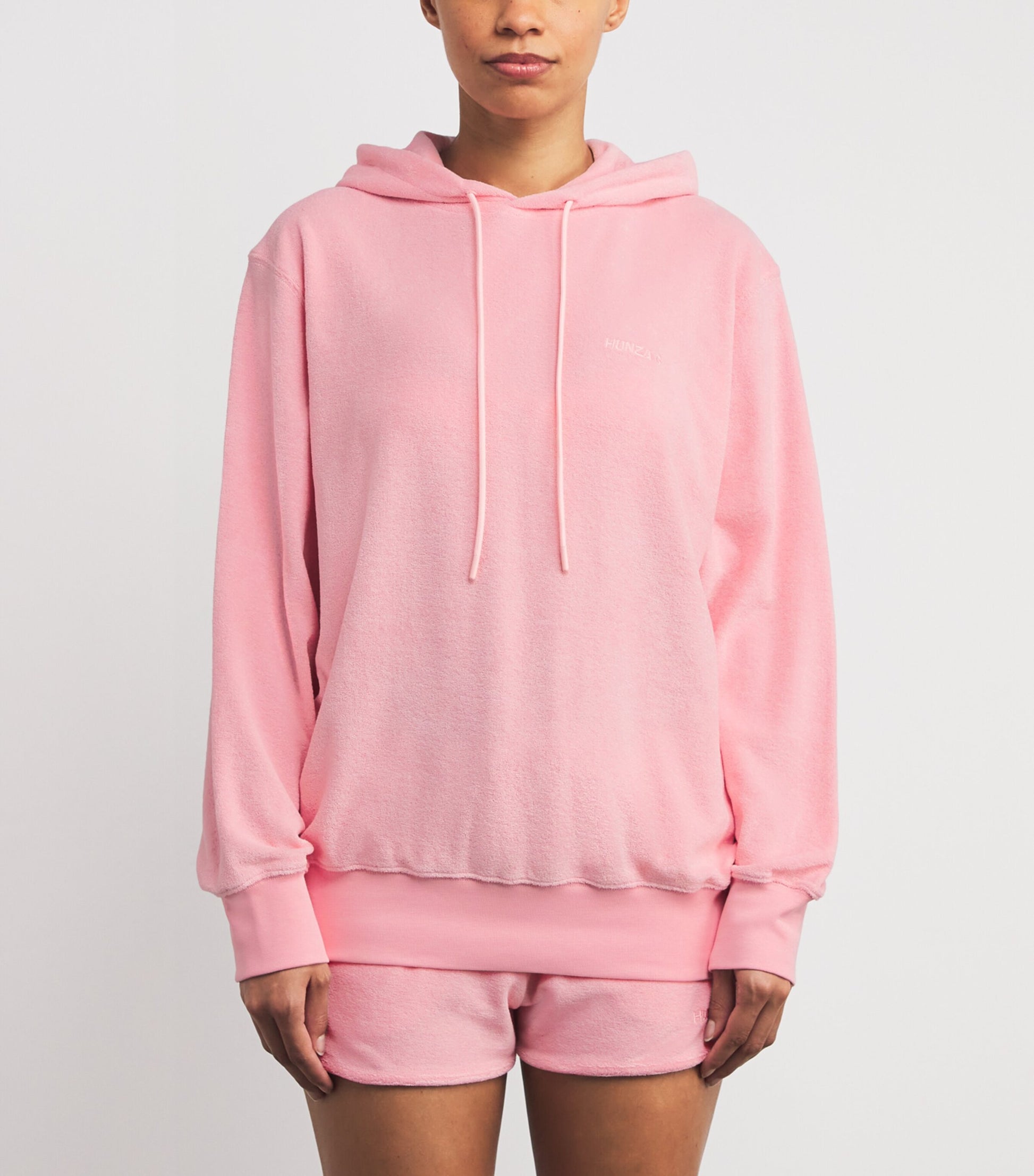 Pink Cotton Terry Towelling Hoodie