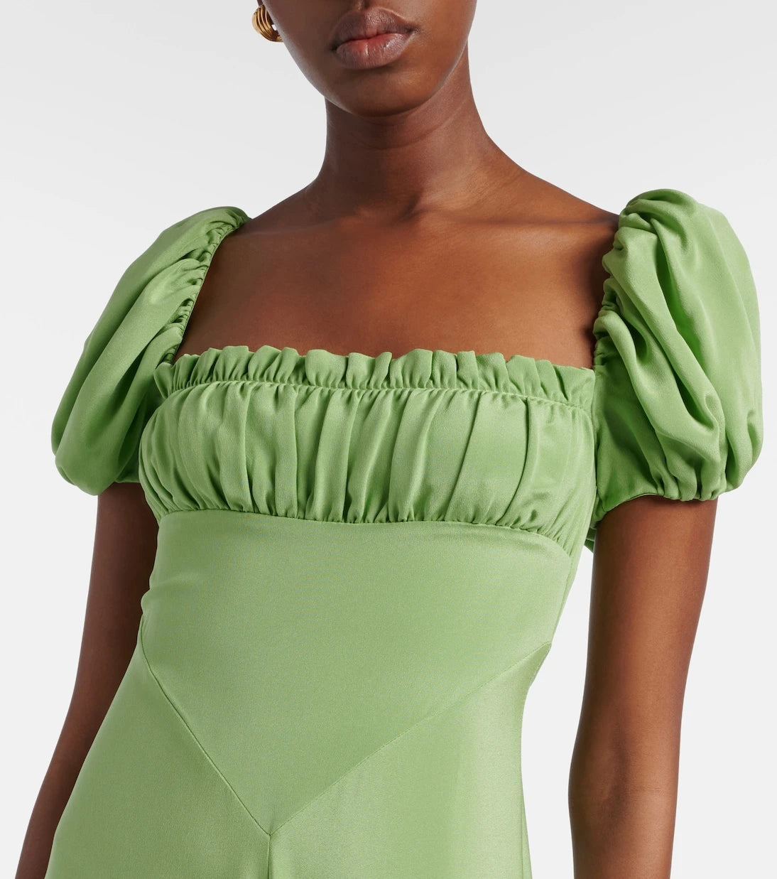 Rodarte - Puff-sleeve silk crêpe maxi dress