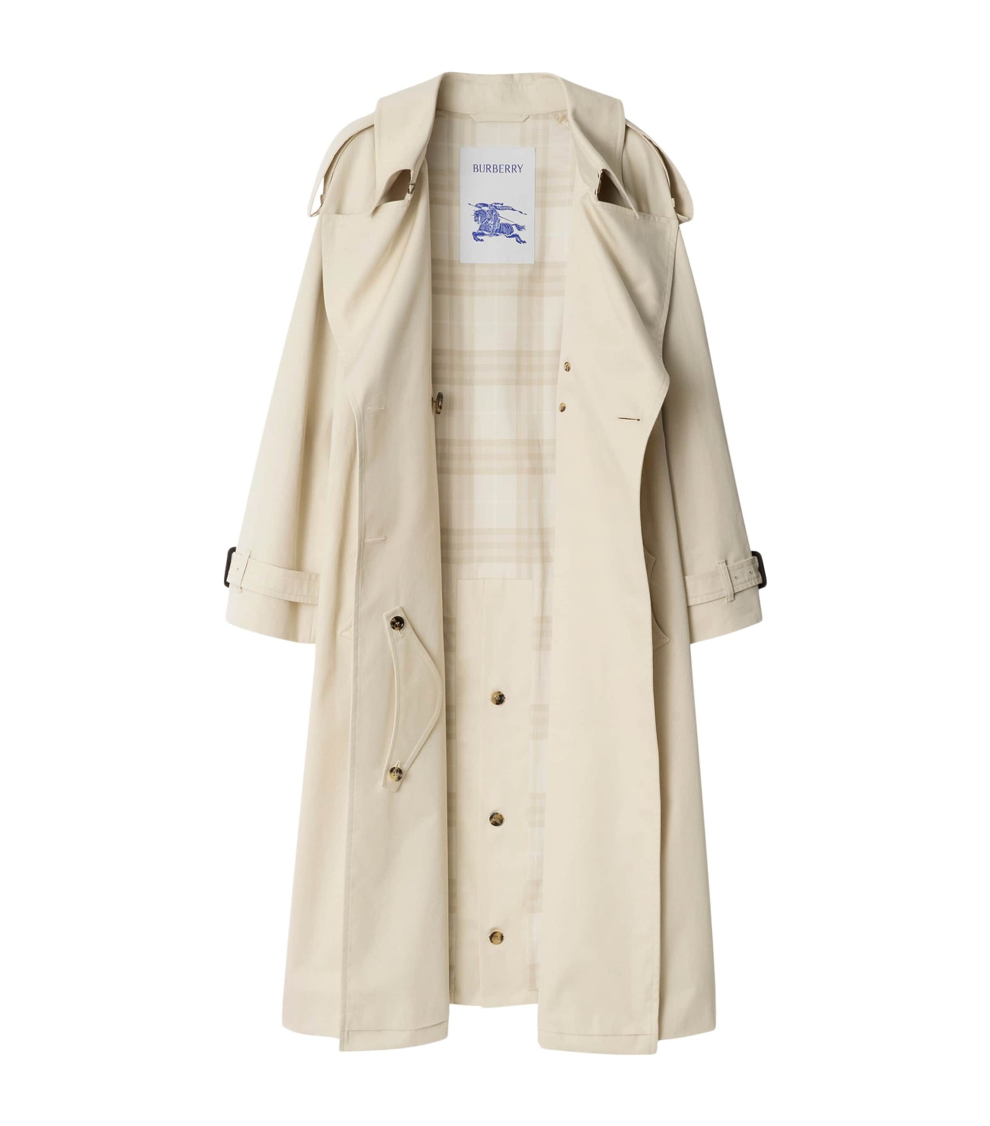 Burberry White Gabardine Fitzrovia Long Trench Coat
