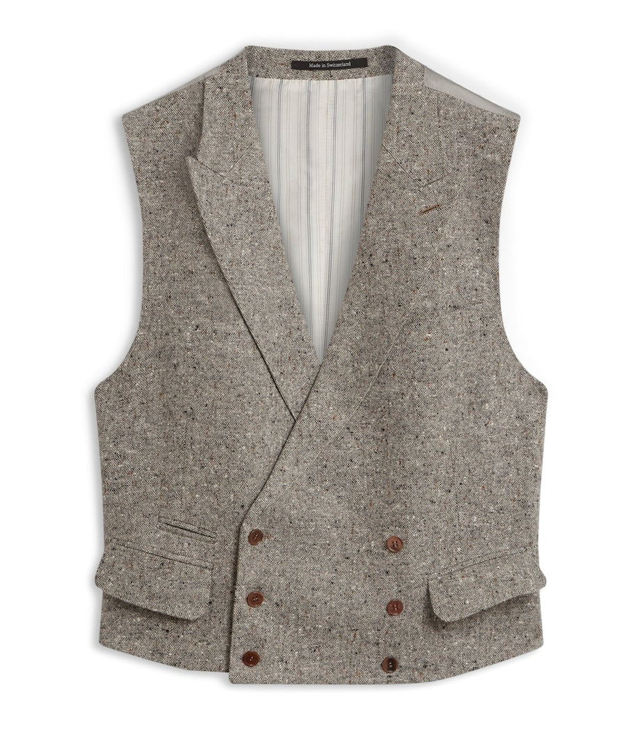 Wool Donegal Tweed Double-Breasted Waistcoat
