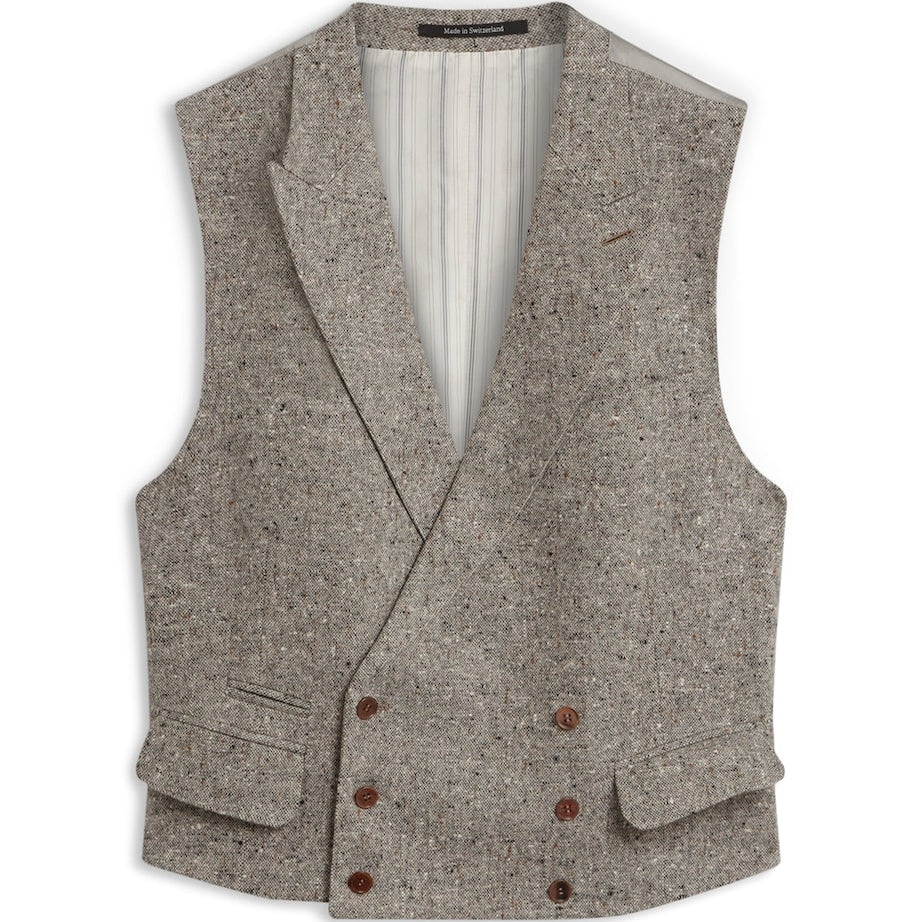 Wool Donegal Tweed Double-Breasted Waistcoat