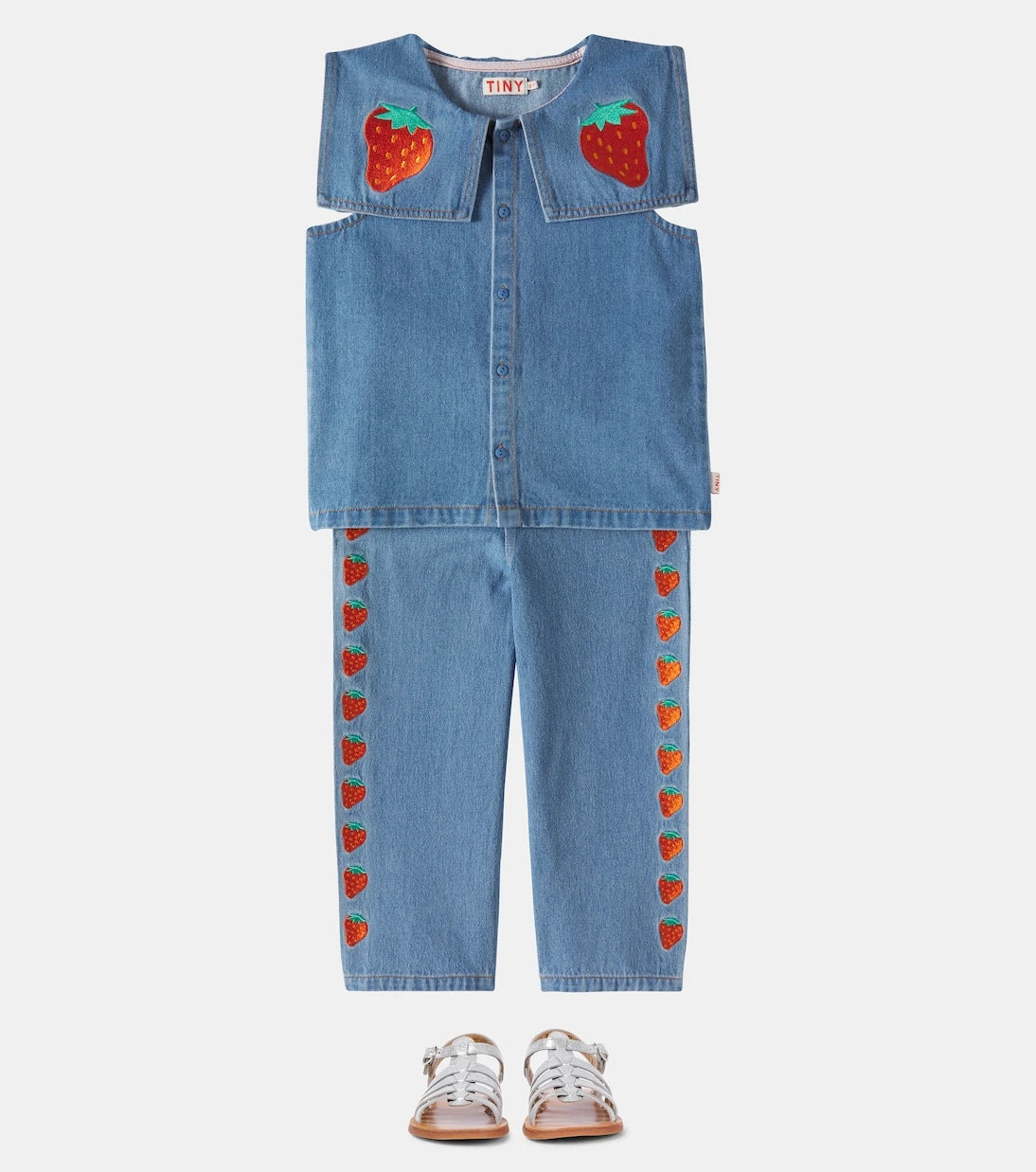 Tinycottons - Strawberries denim blouse