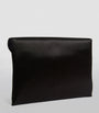 Max Mara Black Satin Envelope Clutch Bag