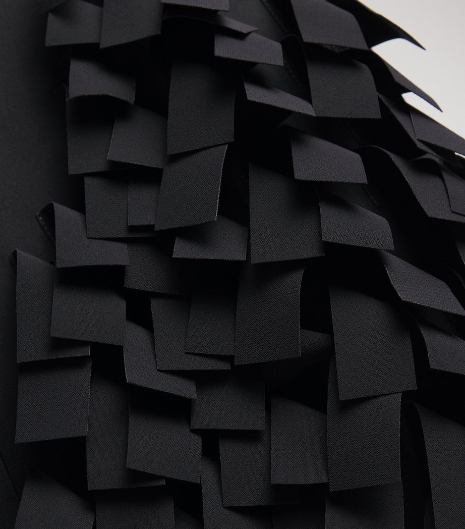 A.W.A.K.E. Mode Black Virgin Wool Fringe Wide-Leg Trousers