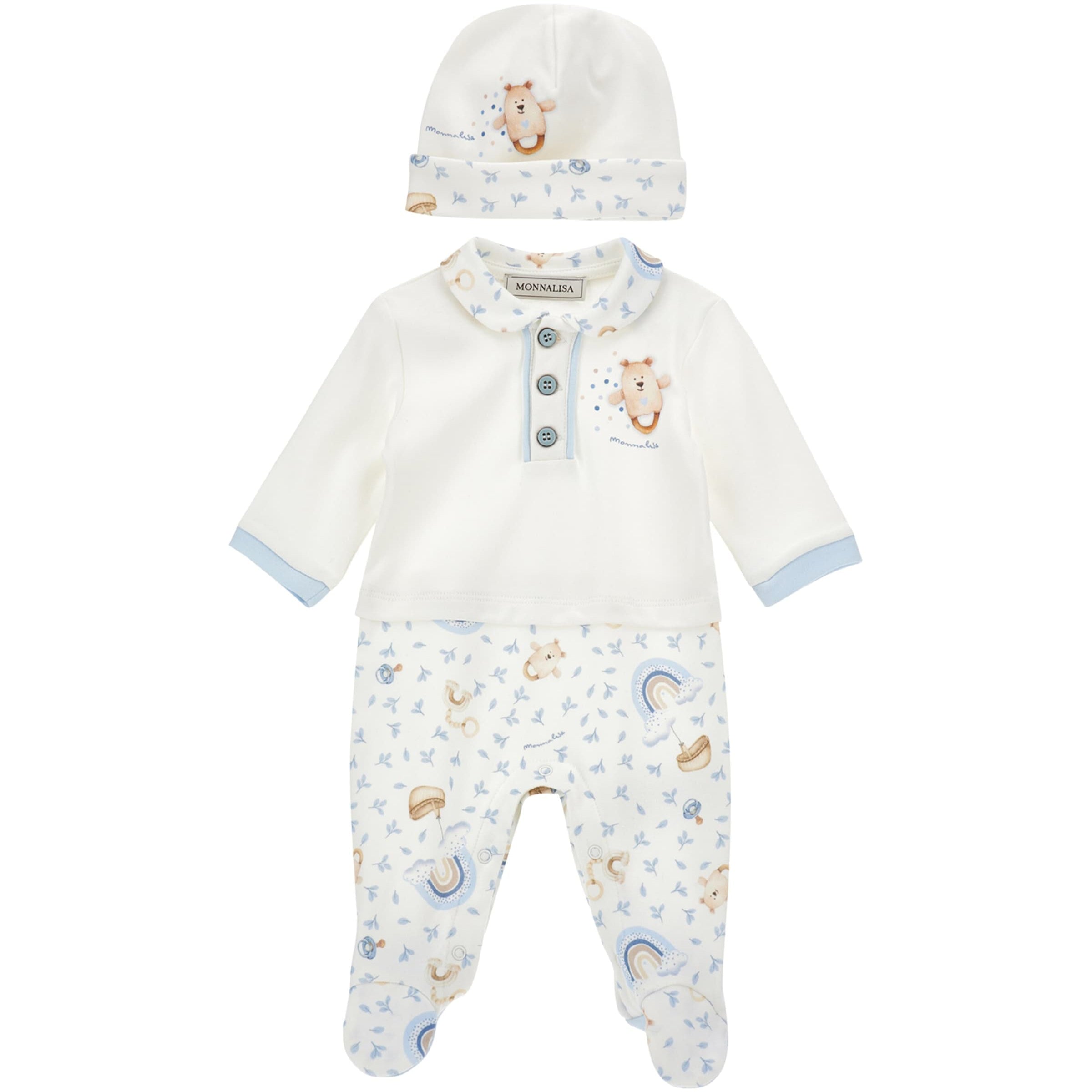 Rainbow Bear Top, Trousers and Hat Set (1-9 Months)
