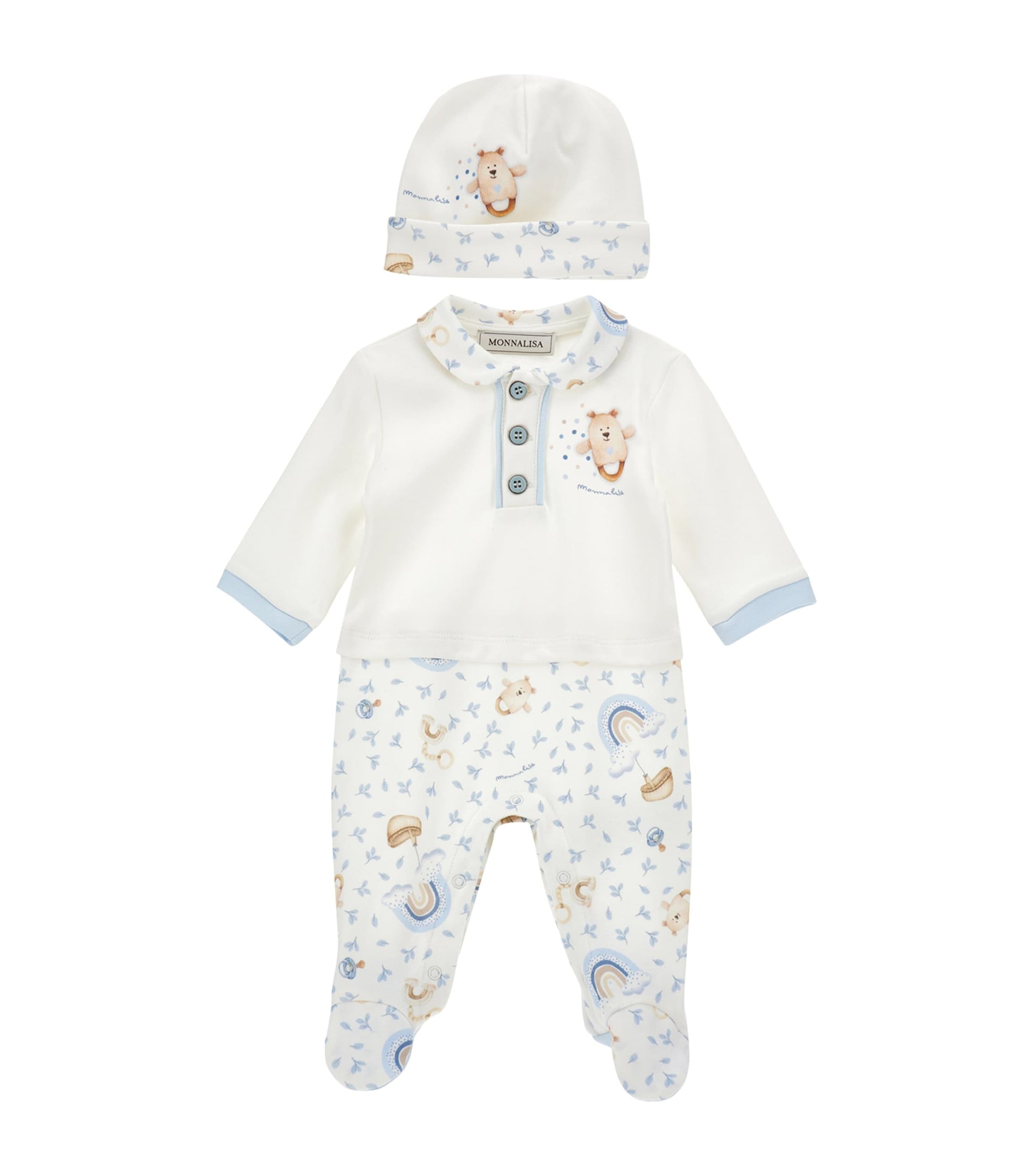 Rainbow Bear Top, Trousers and Hat Set (1-9 Months)