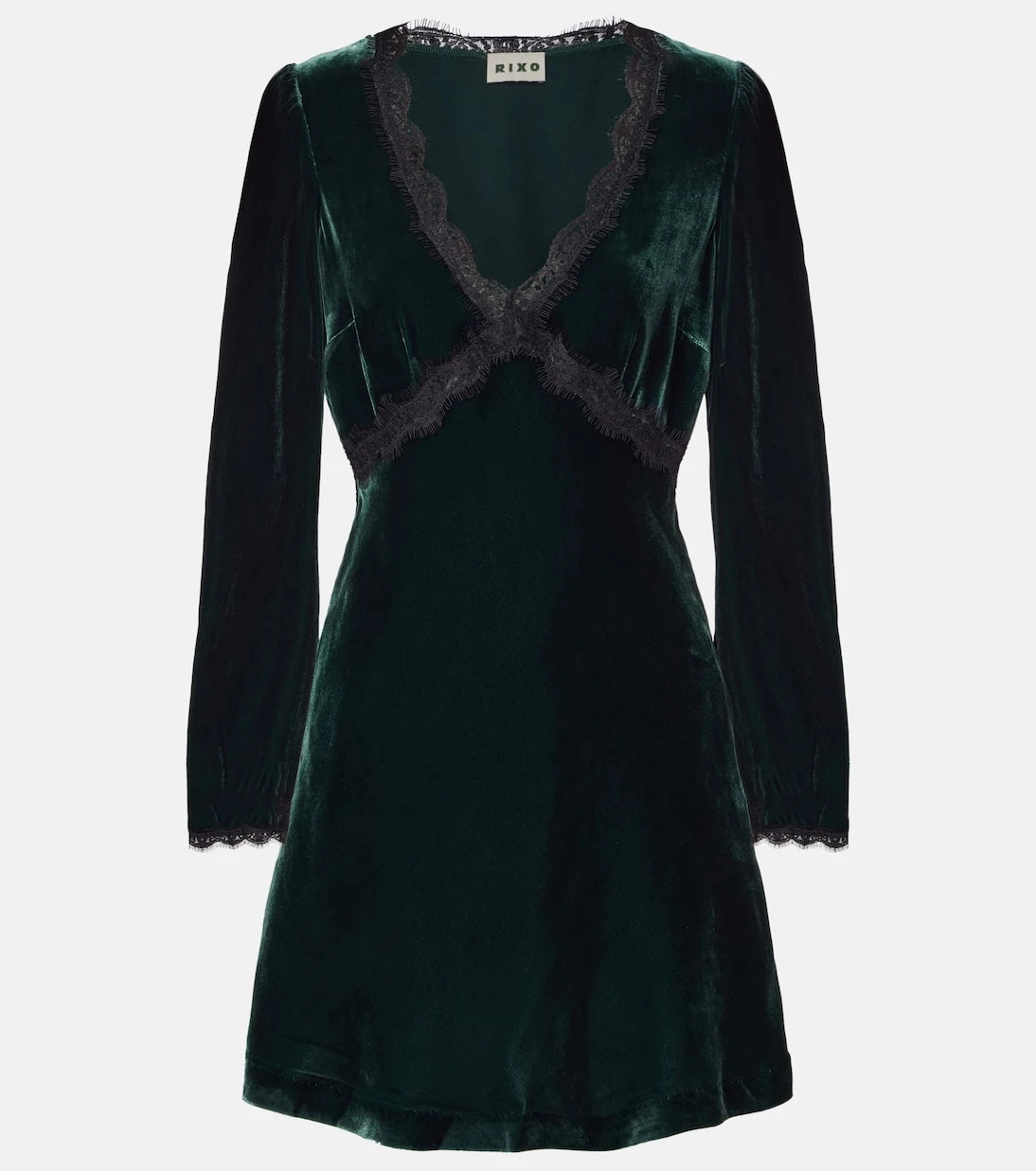 Rixo - Macie lace-trimmed velvet minidress