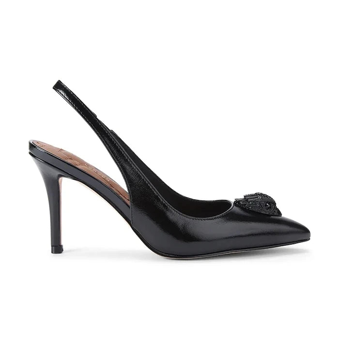 Kurt Geiger London обувки с ток от кожа Belgravia High Sling Dr Black Patent
