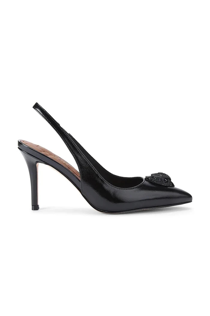 Kurt Geiger London обувки с ток от кожа Belgravia High Sling Dr Black Patent