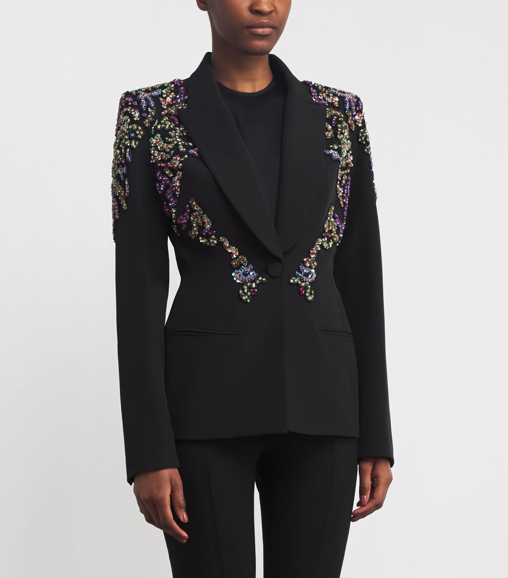 Zuhair Murad Black Cady Beaded Blazer