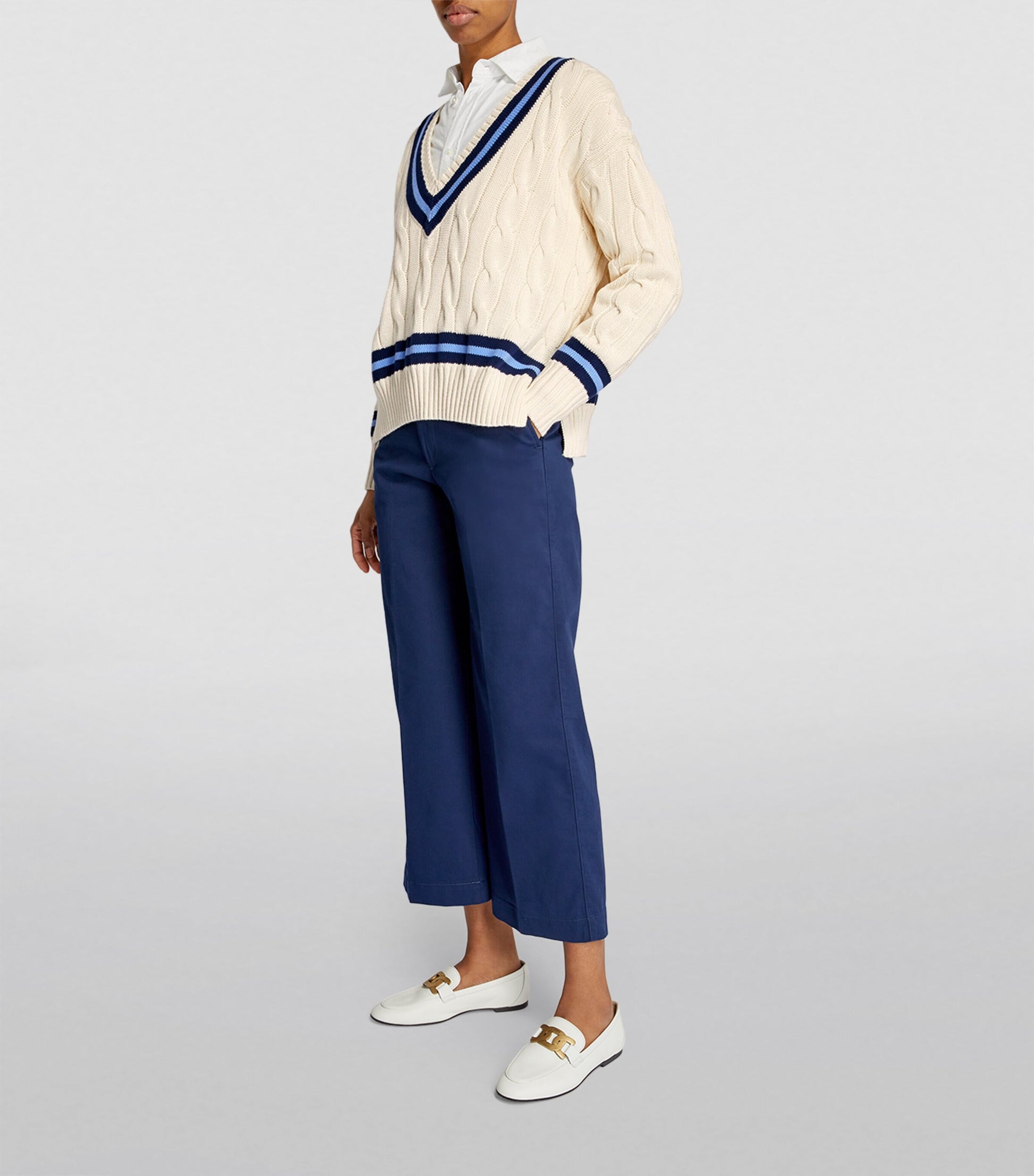 Polo Ralph Lauren Blue Cable-Knit Cricket Sweater