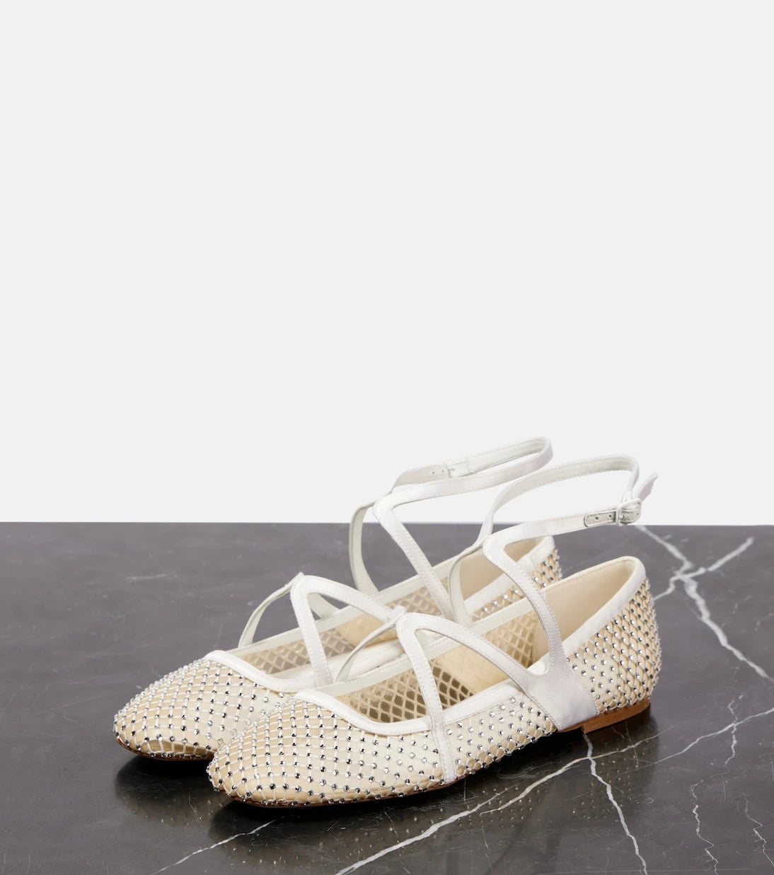 Jimmy Choo - Astoria embellished mesh ballet flats