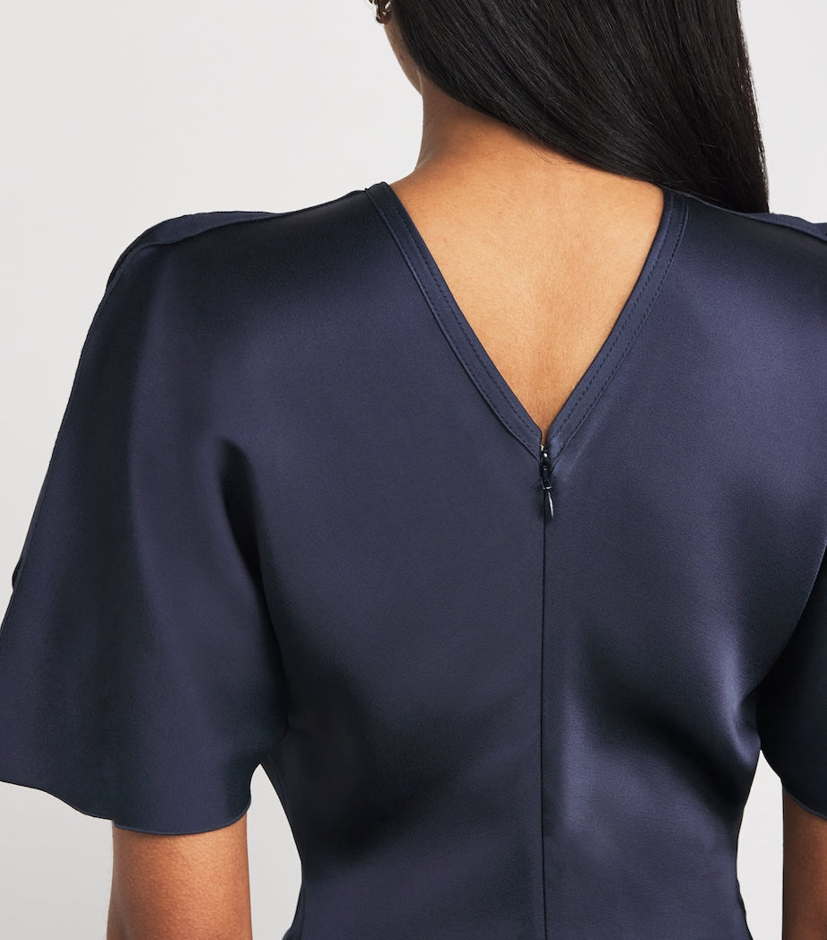 Victoria Beckham Navy Gathered-Waist Maxi Dress