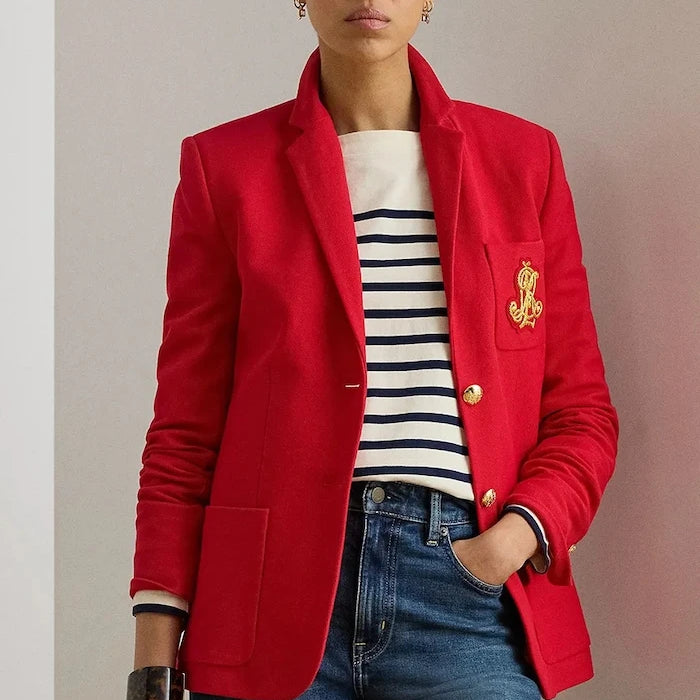 Lauren Ralph Lauren tek düğmeli kadın pamuk elastan ceket