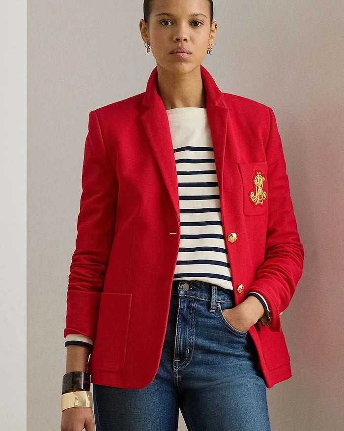Lauren Ralph Lauren tek düğmeli kadın pamuk elastan ceket