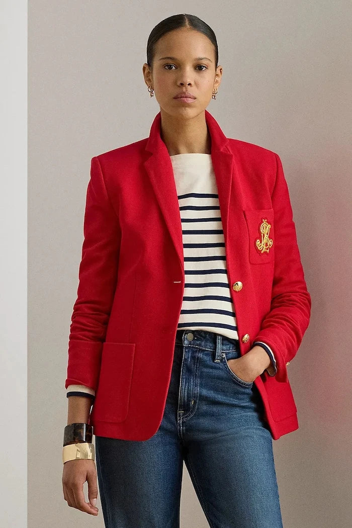 Lauren Ralph Lauren tek düğmeli kadın pamuk elastan ceket