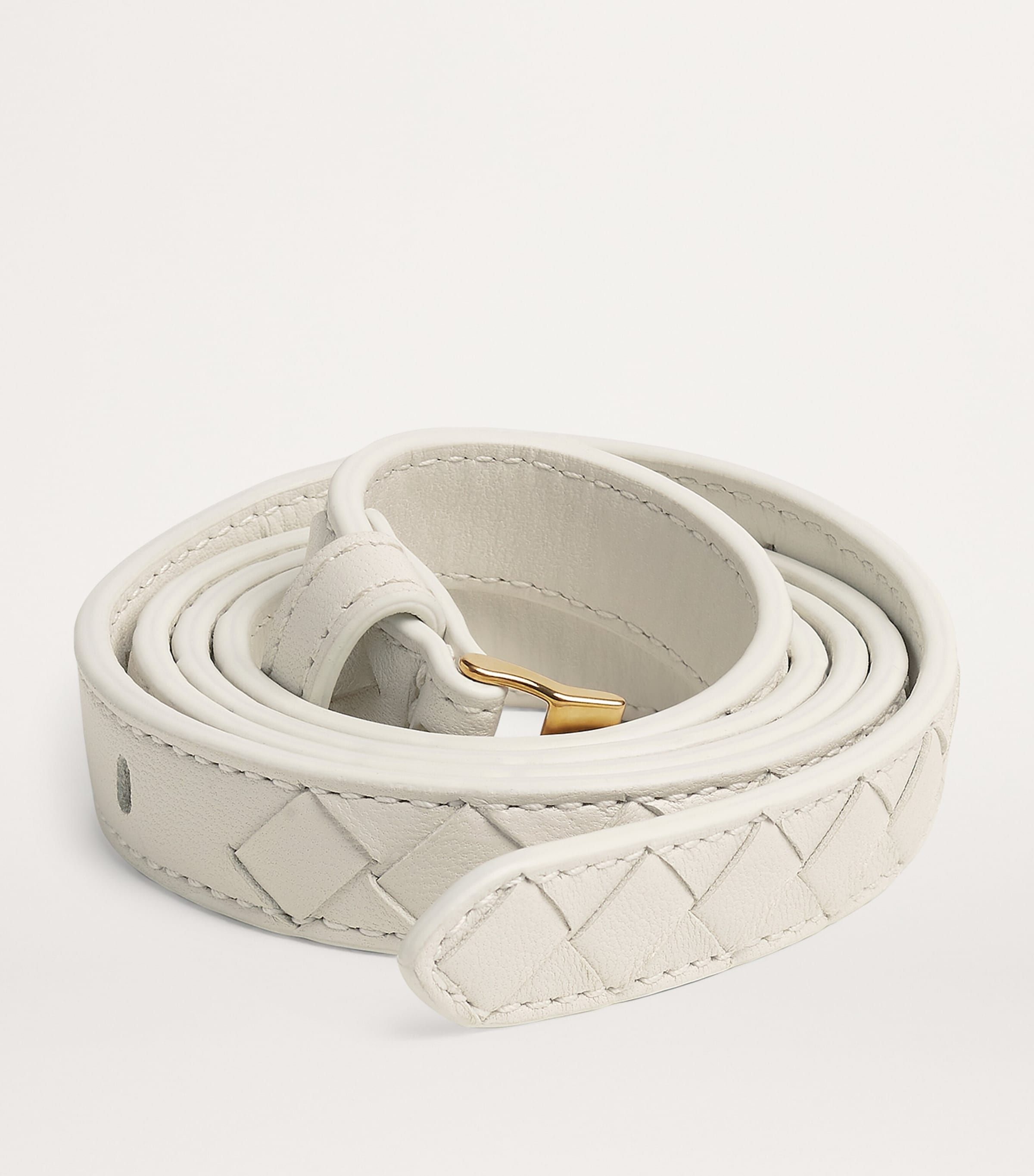 Bottega Veneta White Lambskin Thin Watch Belt