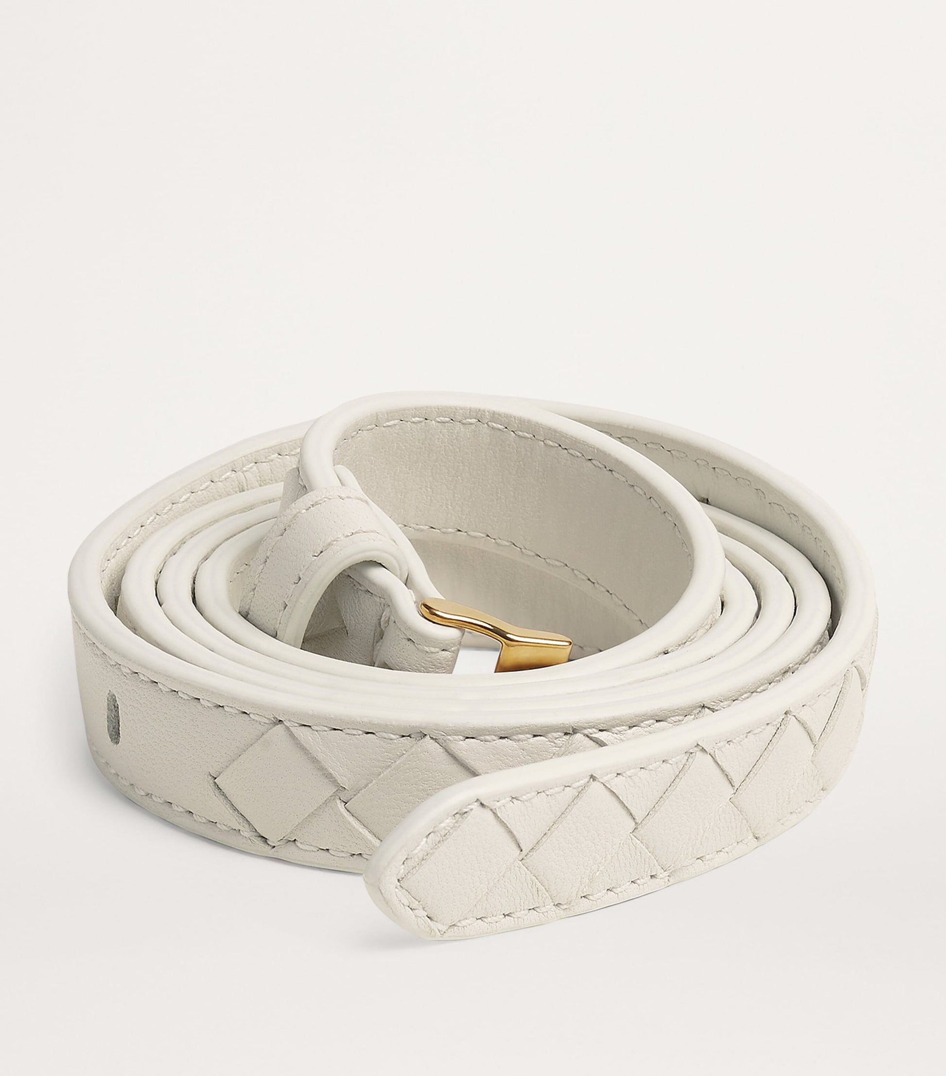 Bottega Veneta White Lambskin Thin Watch Belt