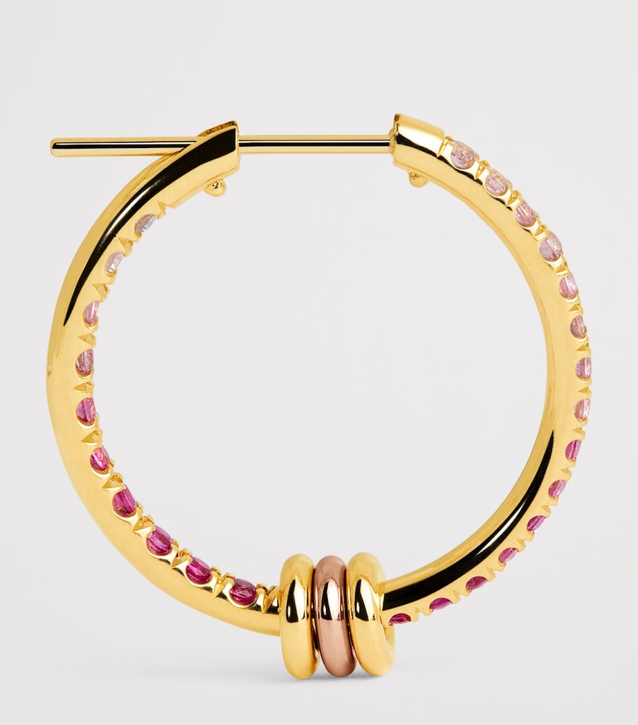 Mixed Gold and Sapphire Argo Demi Hoop Earrings