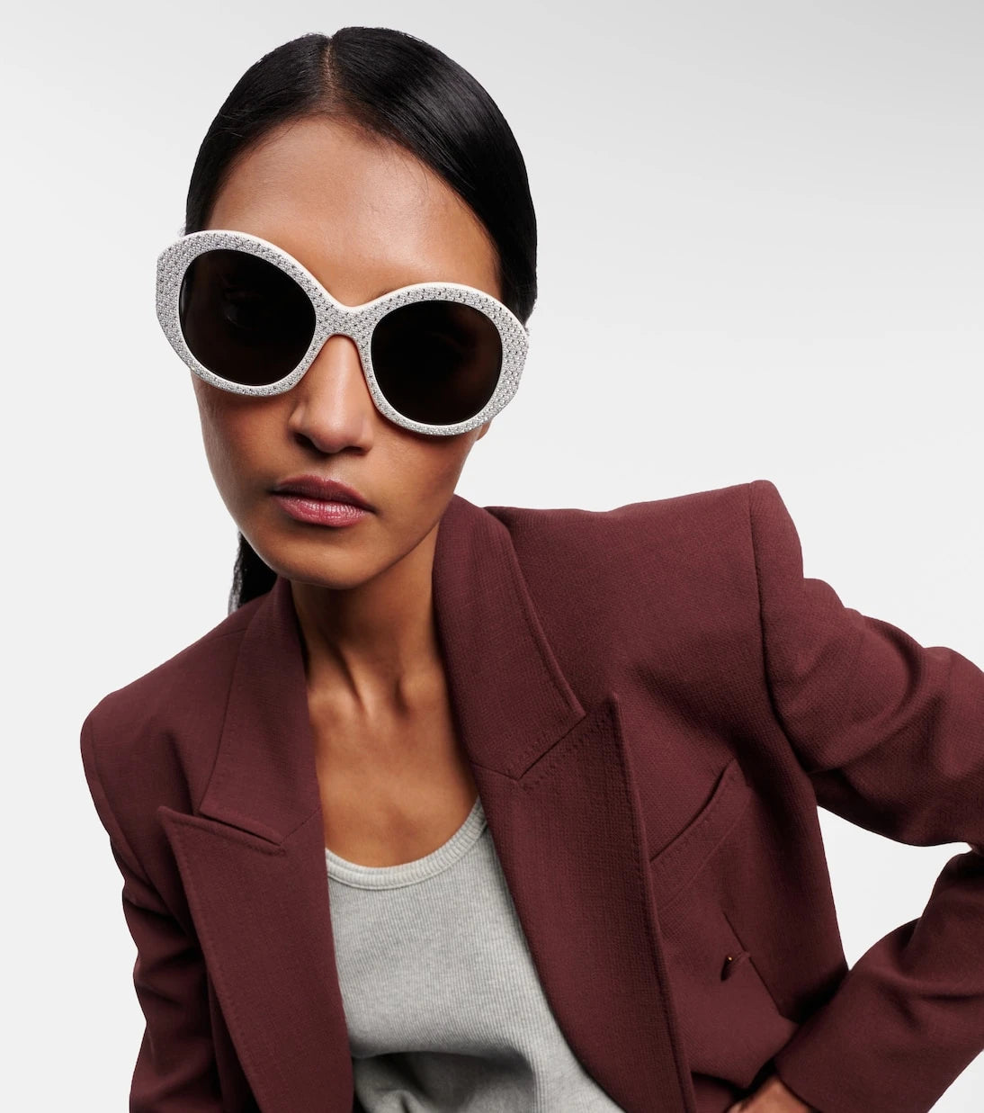 Celine Eyewear - Bold 3 Dots embellished round sunglasses