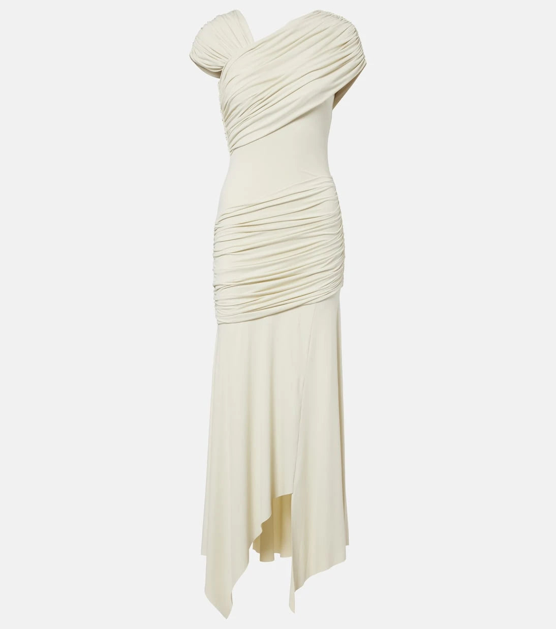 De La Vali - Hela draped asymmetric jersey midi dress