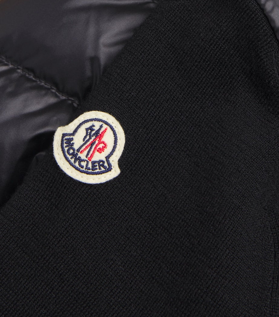 Moncler Black Knitted-Sleeve Quilted Cardigan