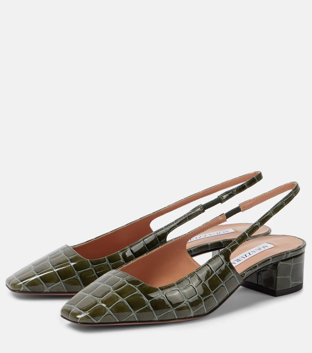 Aquazzura - Ginza 35 croc-effect leather slingback pumps