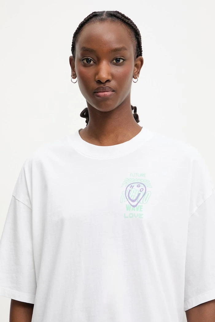 HUGO Blue тениска дамска от памук Oversized_Tee_B