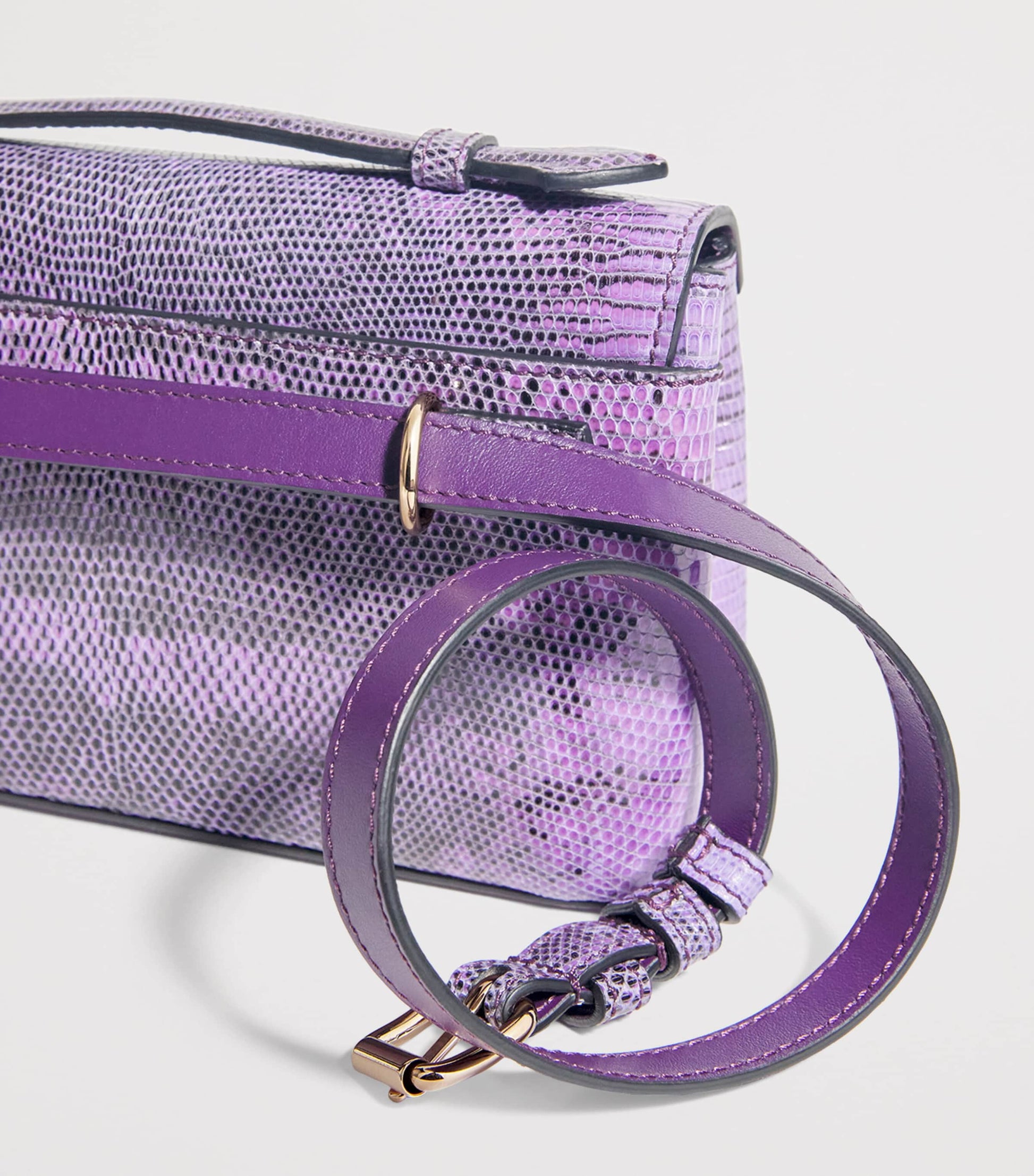 Analeena Purple Lizard Skin Top-Handle Bag
