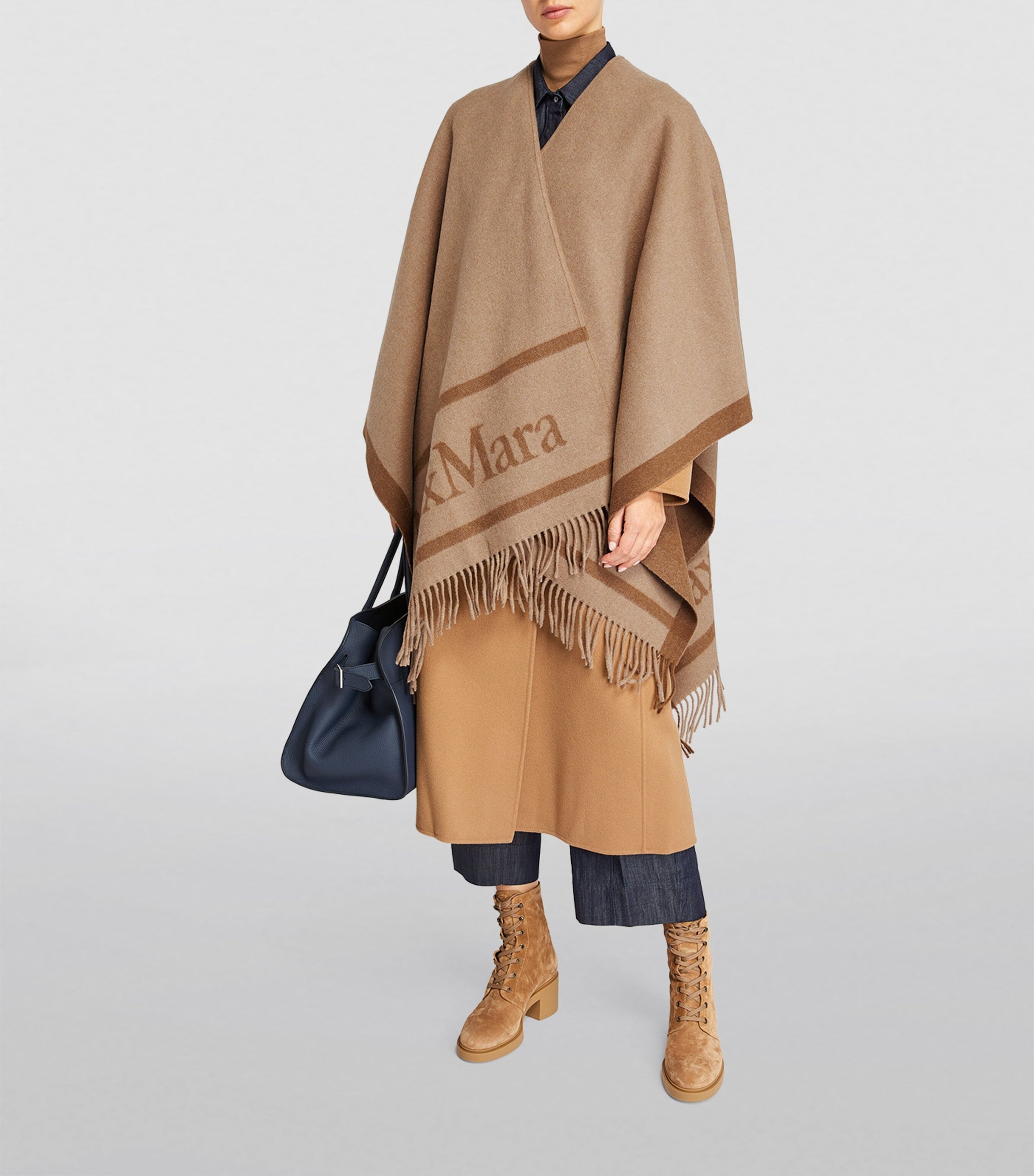 Beige Wool Jacquard Hilde Cape
