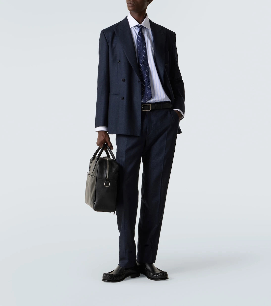 Brioni - قميص بوبلين قطني مخطط