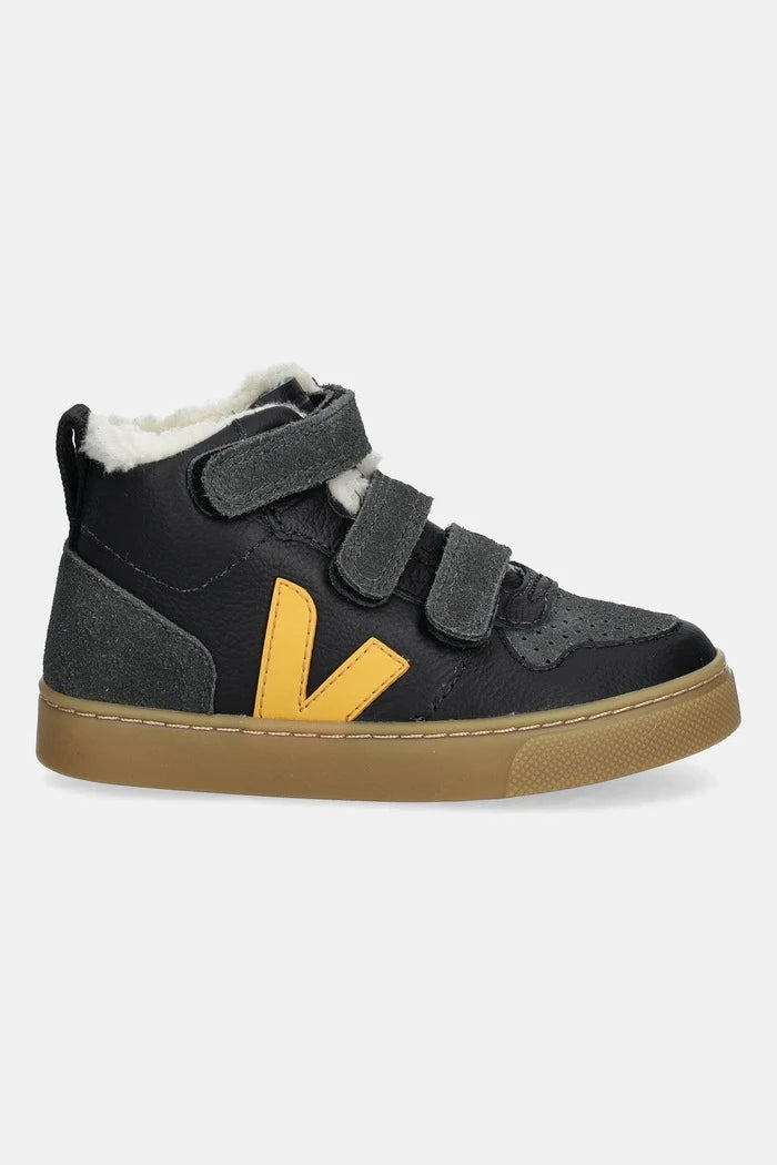 Veja Small V-10 Mid Winter Kids Leather Sneakers
