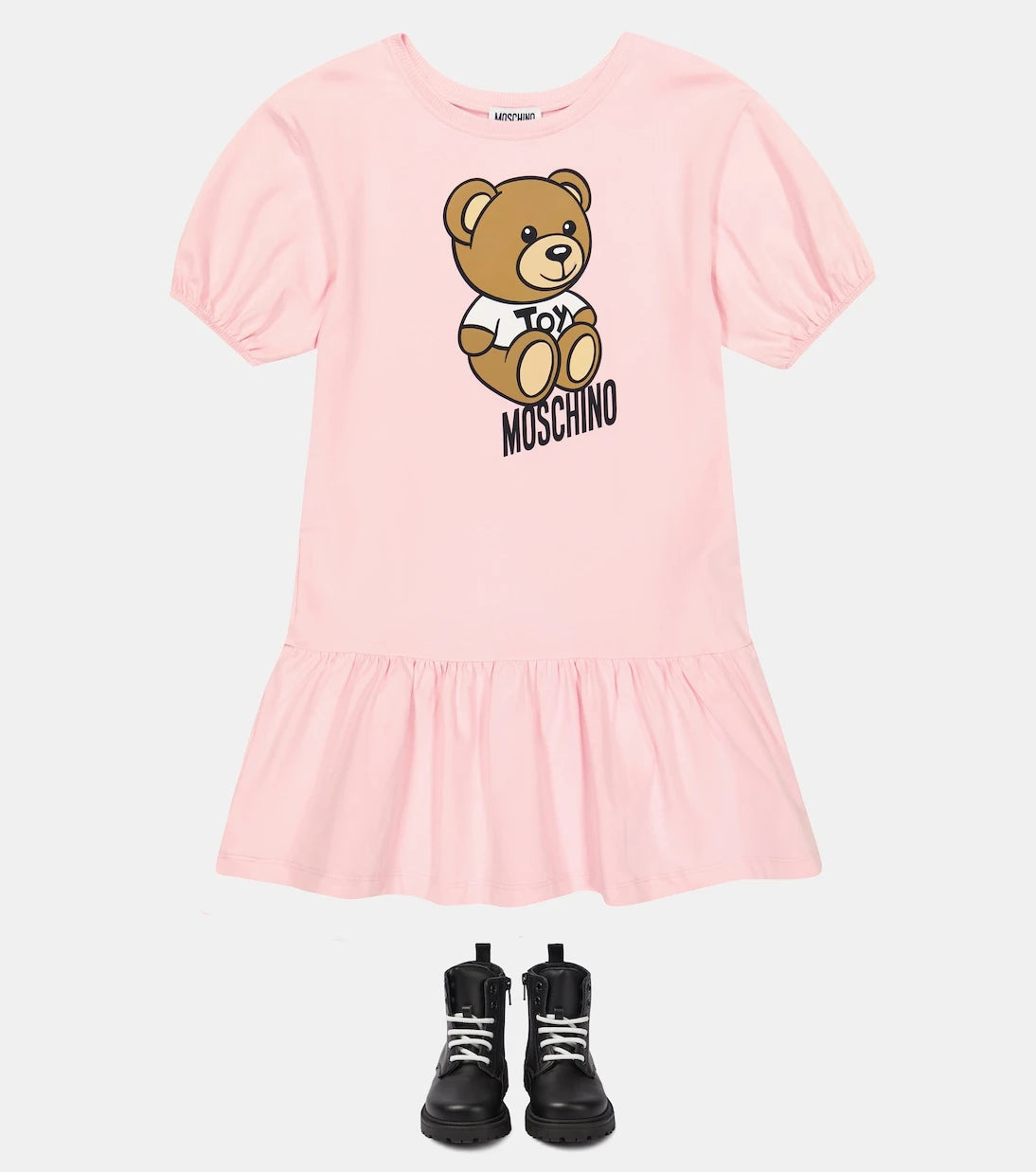 Moschino Kids - Teddy leather lace-up boots
