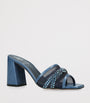 Navy Leather Snake-Embossed Embellished Loire Mules 85